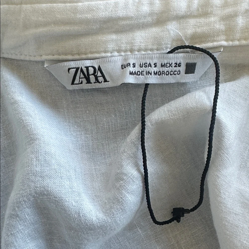 NEW ZARA button down linen blend crop shirt - Picture 6 of 6